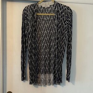 LOFT Navy and White Patterned Cardigan